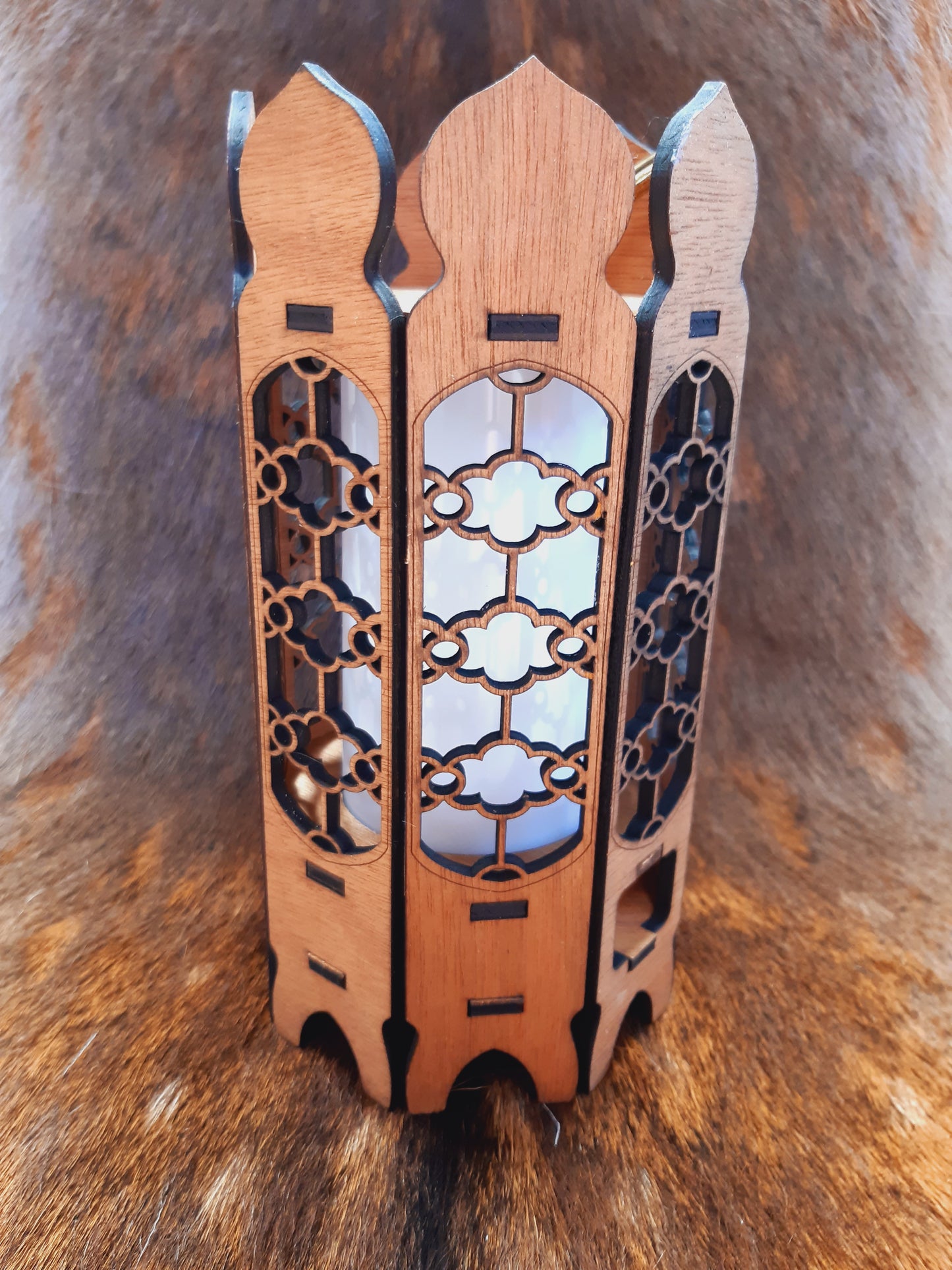 Flame Effect Wooden Lantern