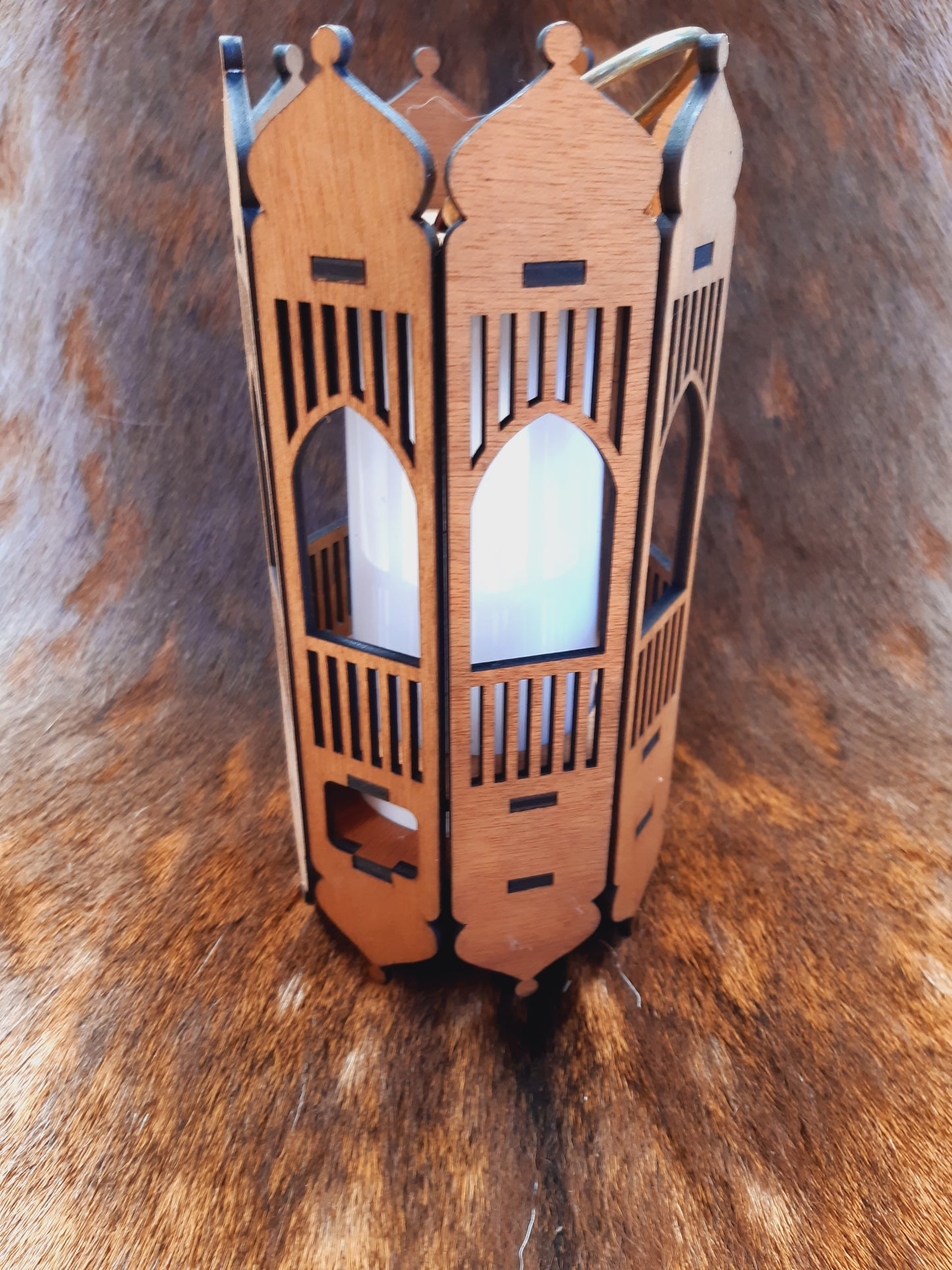 Flame Effect Wooden Lantern