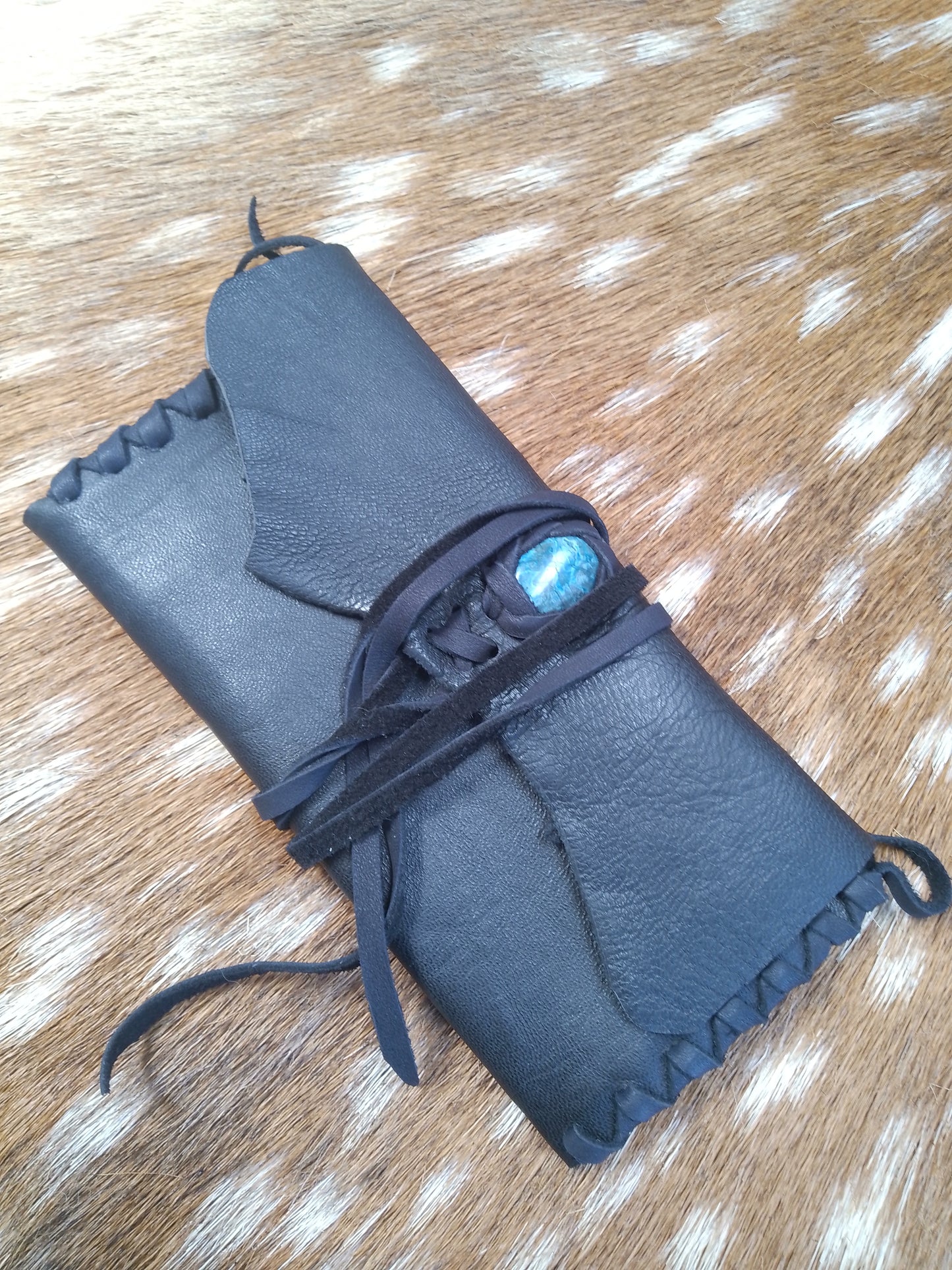 Soft Baccy Wrap Pouch with Inset Jasper