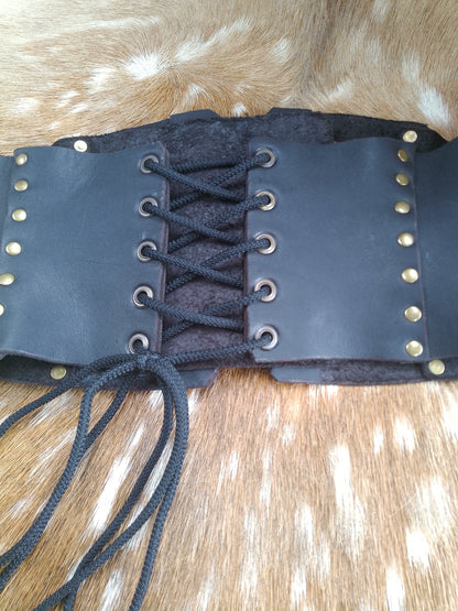 Leather Cincher - Black and Brass