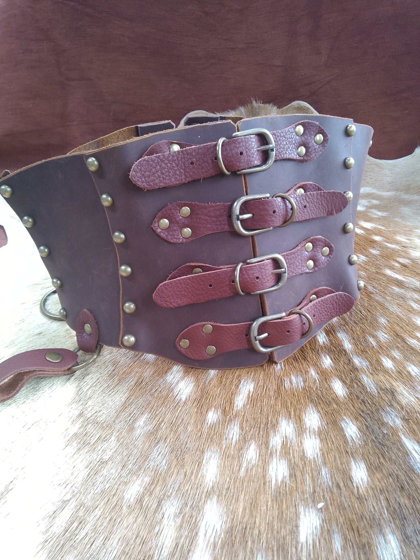 Leather Cincher - Whiskey and Brass with Rings