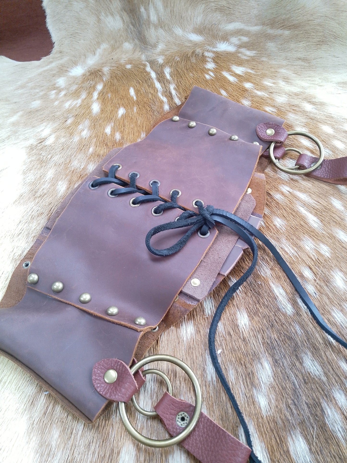 Leather Cincher - Whiskey and Brass with Rings