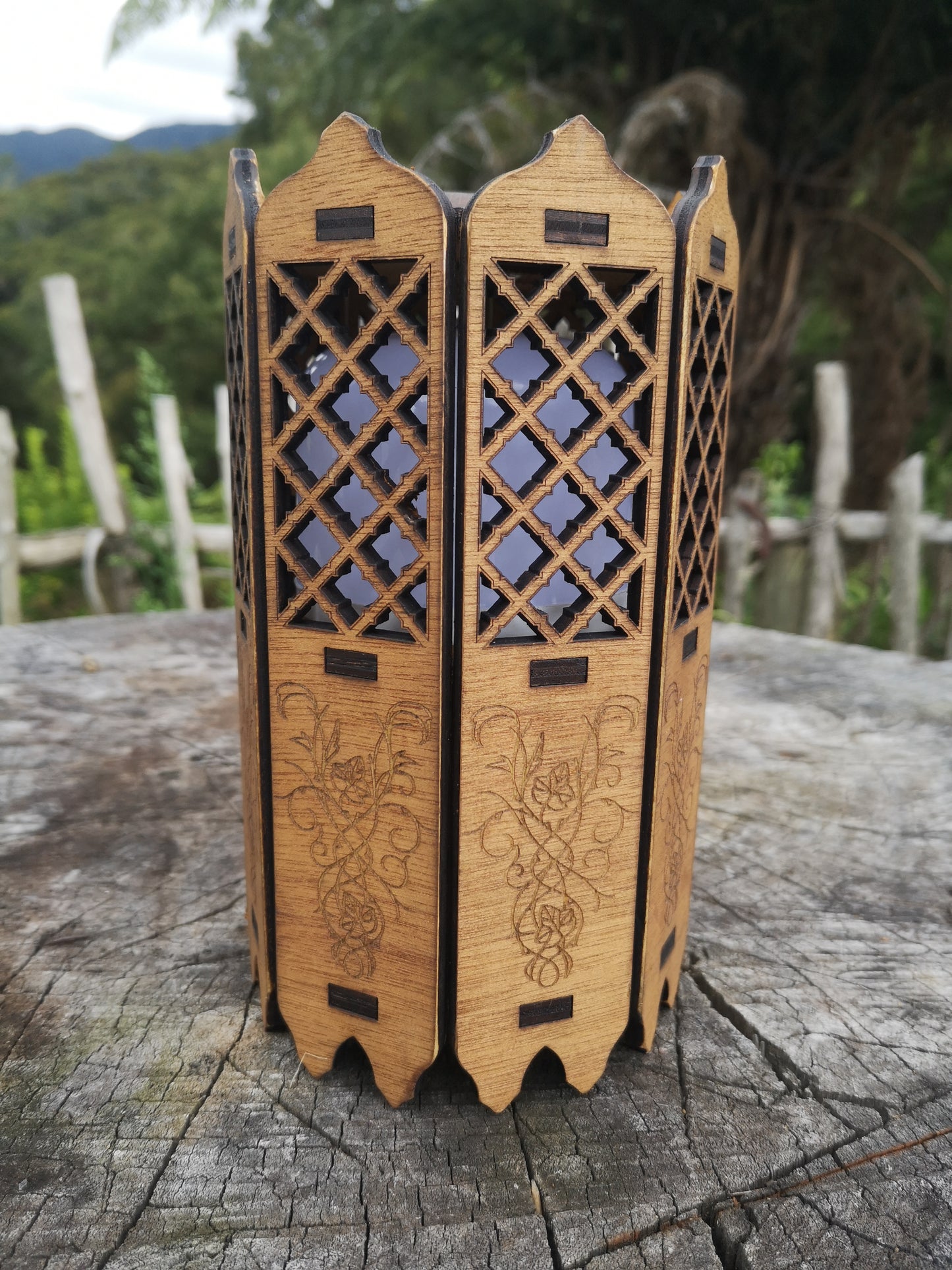Rechargeable Wooden Lantern - Tabletop