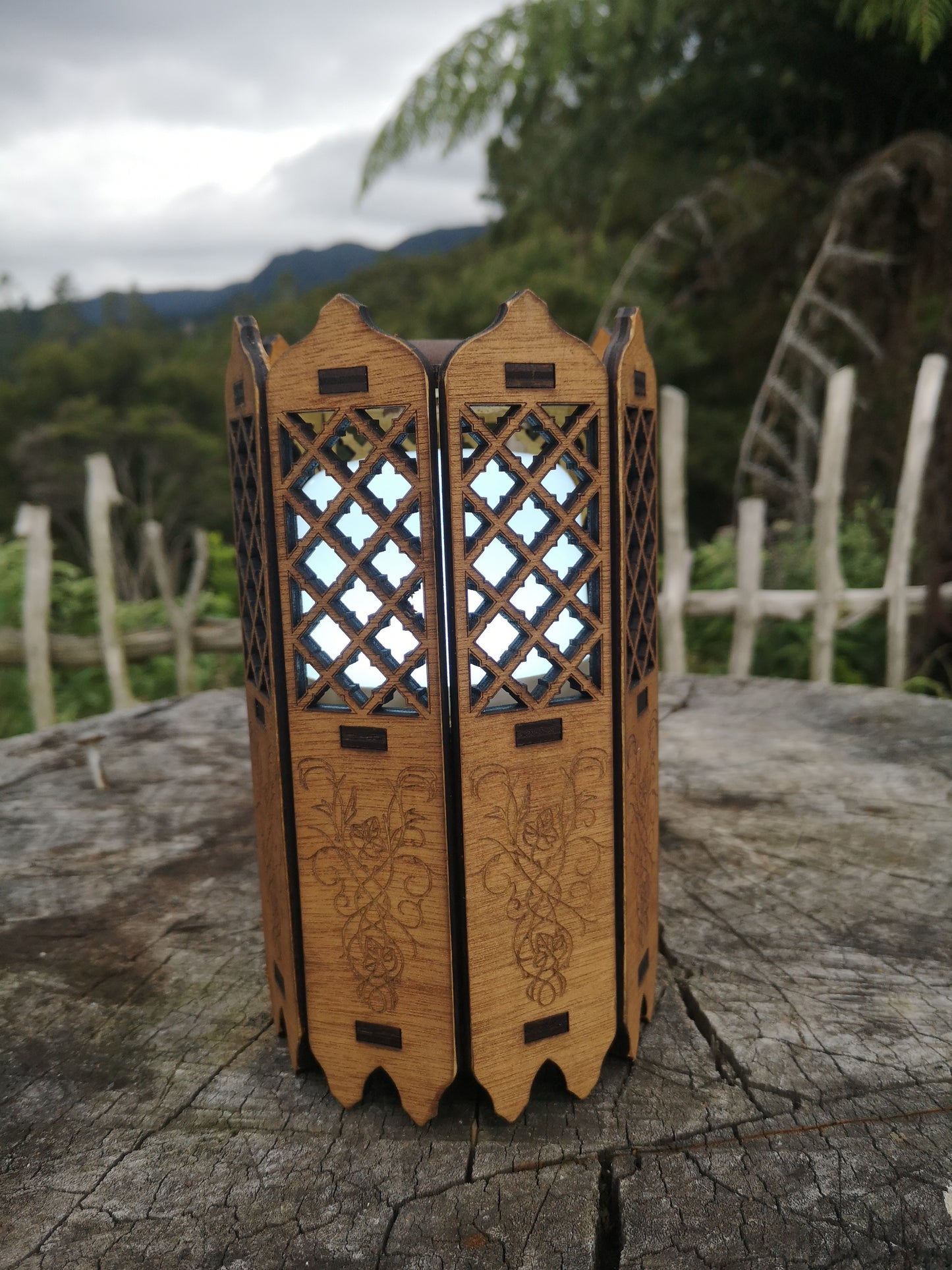 Rechargeable Wooden Lantern - Tabletop