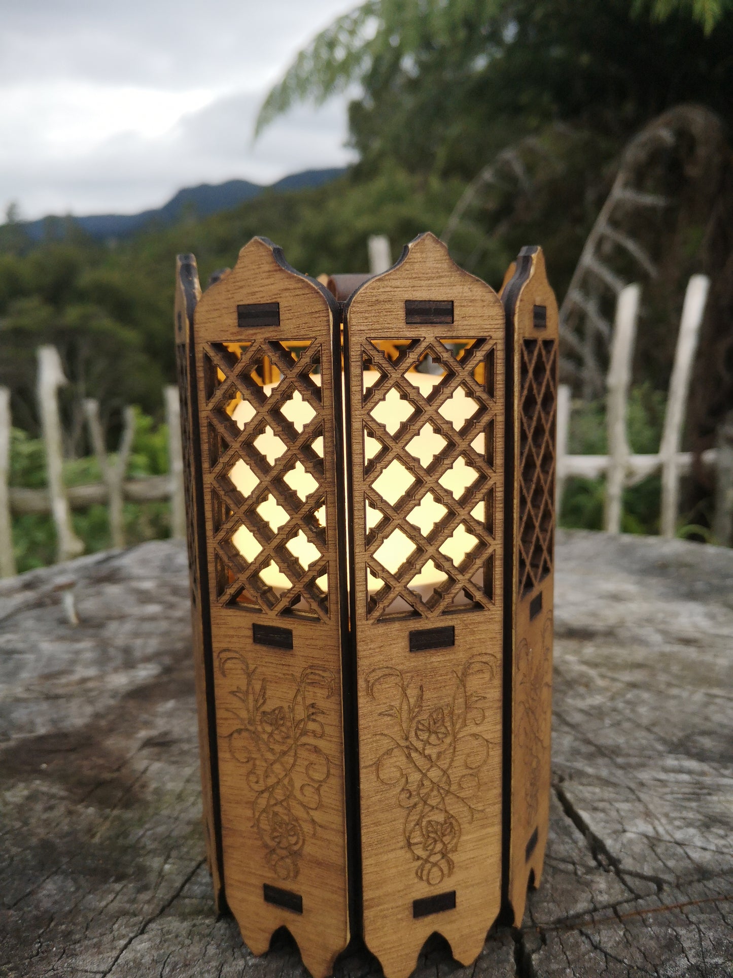 Rechargeable Wooden Lantern - Tabletop