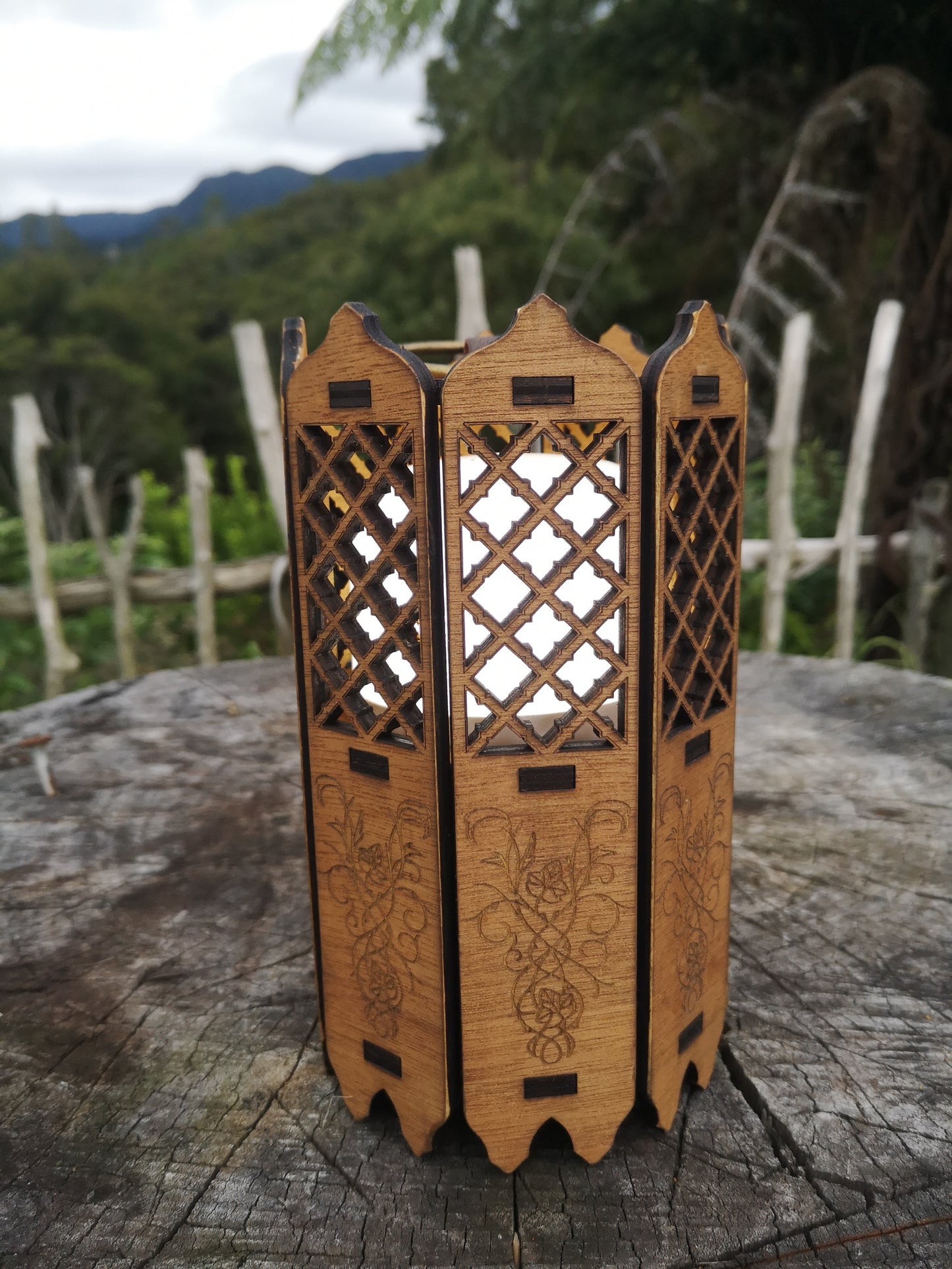 Rechargeable Wooden Lantern - Tabletop