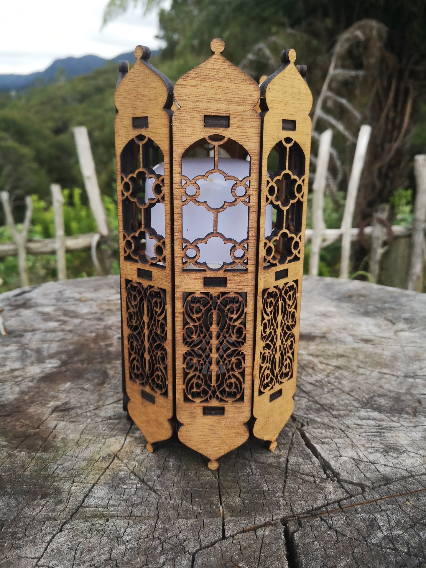 Rechargeable Wooden Lantern - Tabletop