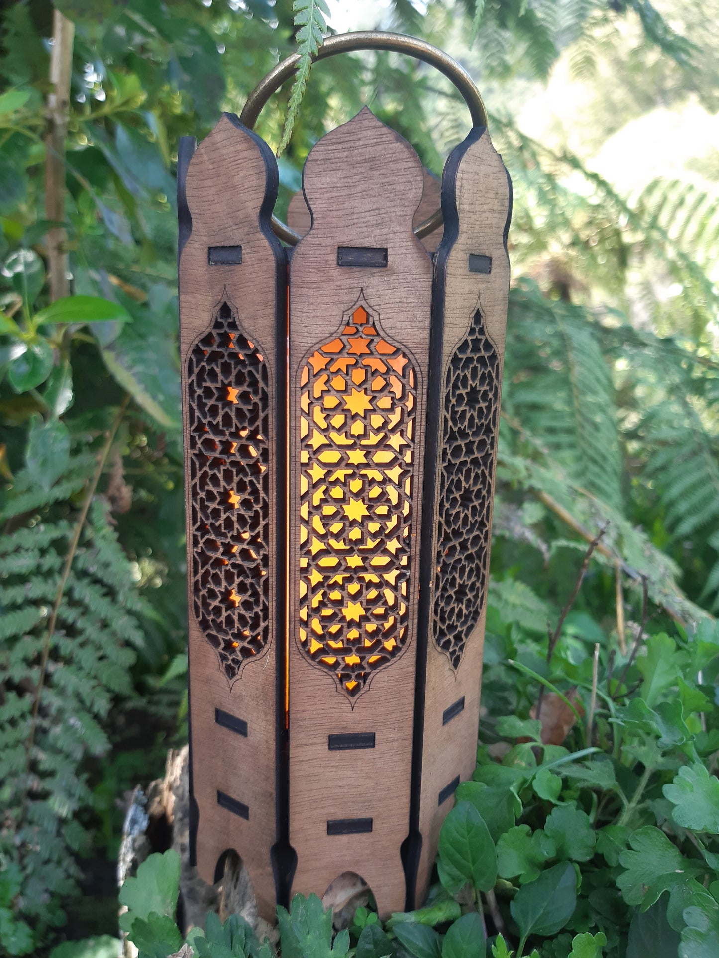 Flame Effect Wooden Lantern