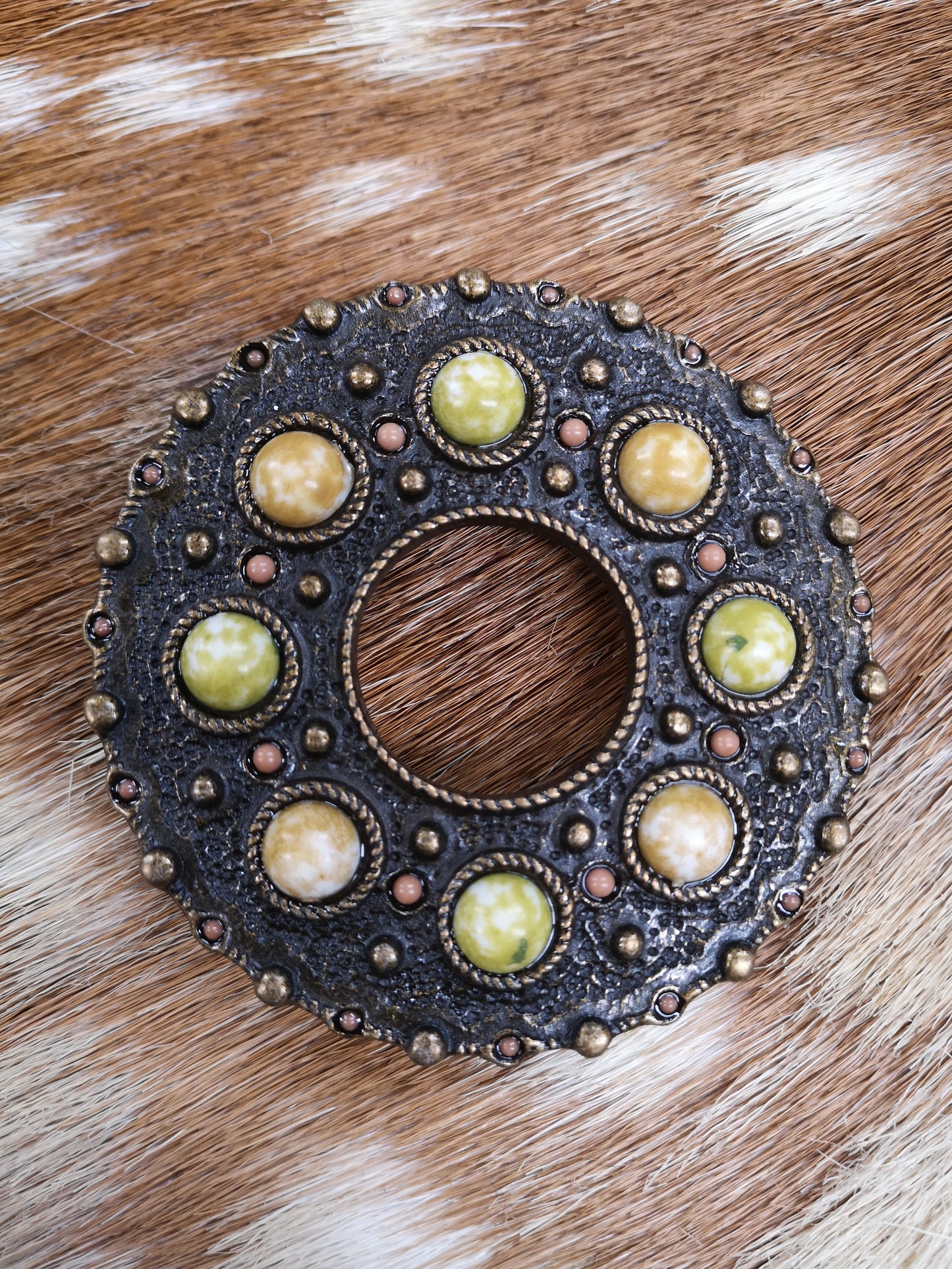 Brass Beaded Circle Buckle