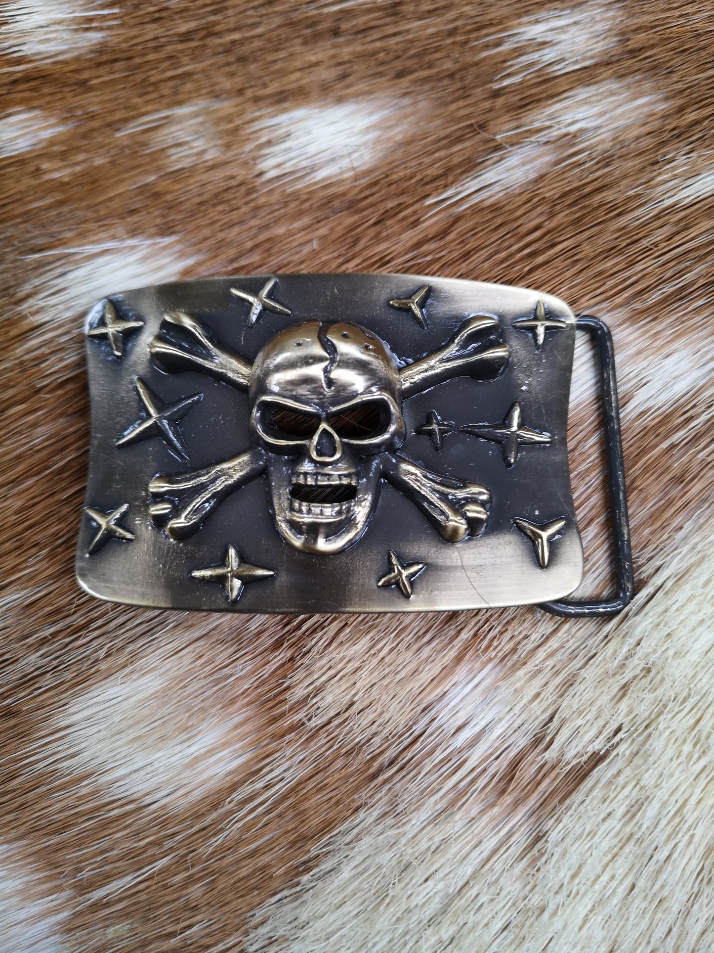 Brass Stars and Crossbones Buckle