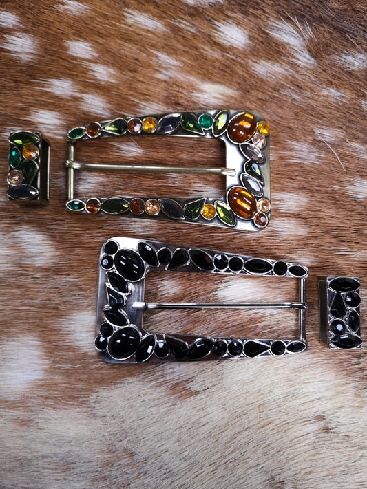 Long Diamante Buckle and Keeper Set
