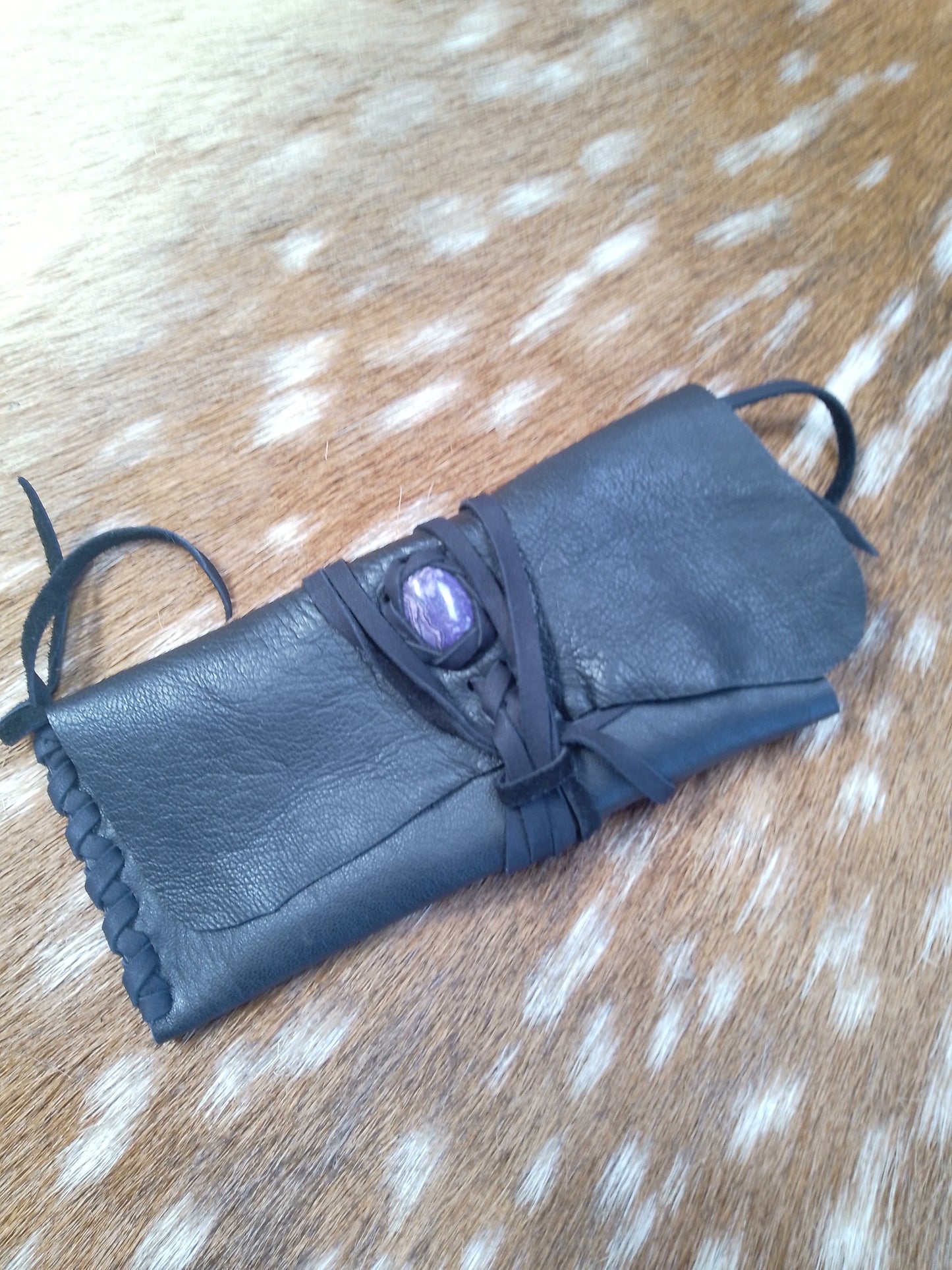 Soft Baccy Wrap Pouch with Inset Jasper