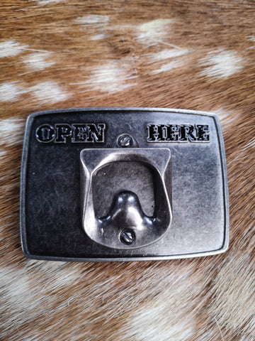 Open Here Bottle Opener Buckle